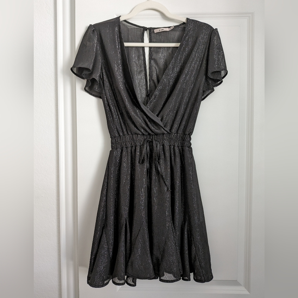 Francesca's Mi Ami Black Shimmer Dress